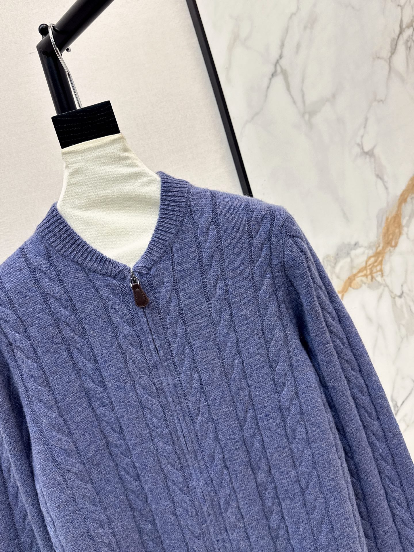 LORO PIANA/26 Fall-Winter Latest Old Money Style Outfit with Cable Knit Zipper Cardigan