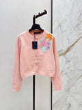 Louis Vuitton / 26 Early Autumn New 3D Floral Decor Round Neck Cardigan