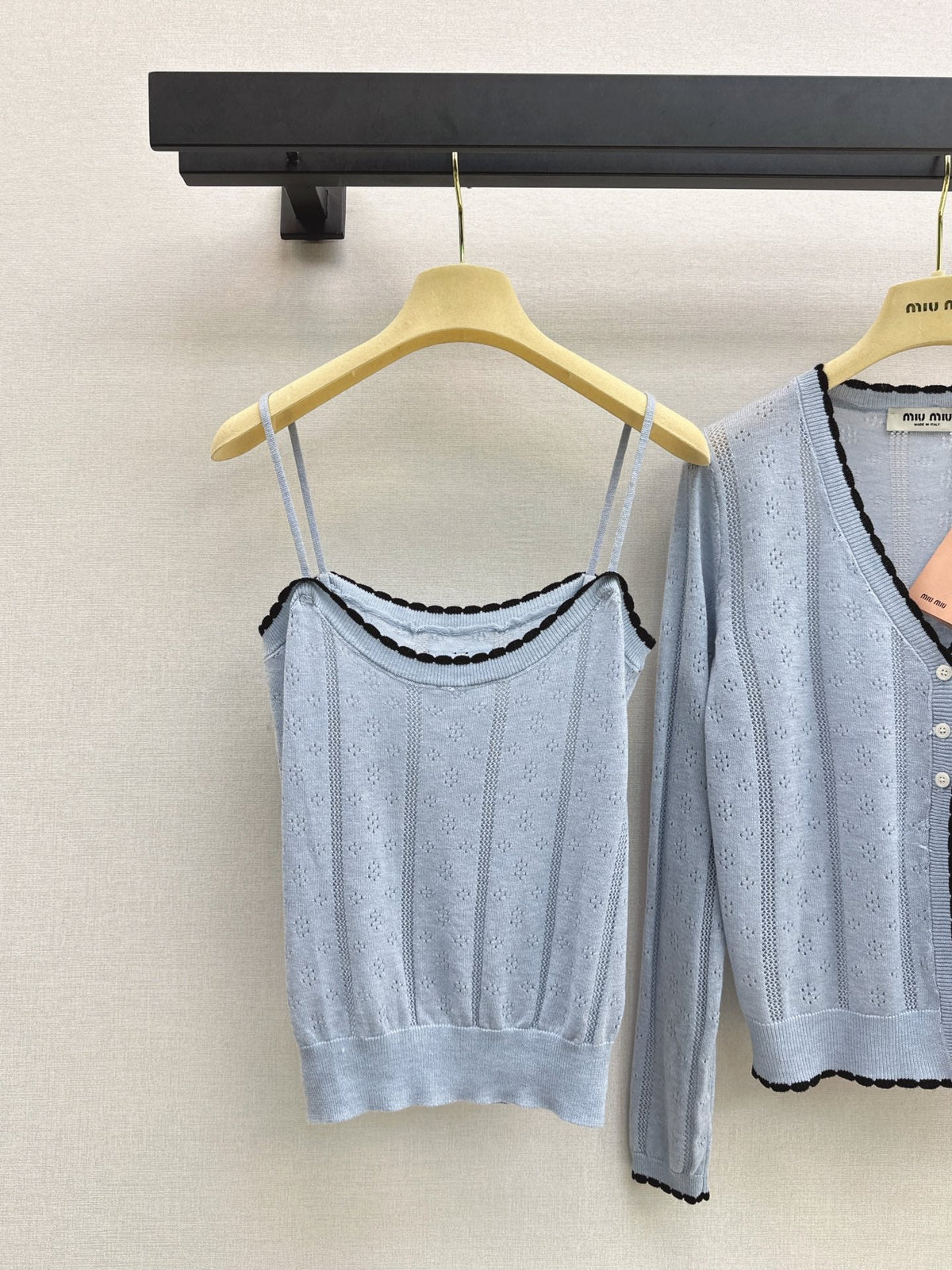 MiuMiu/26 Fall-Winter Latest V-Neck Wool Cardigan + Tiny Camisole