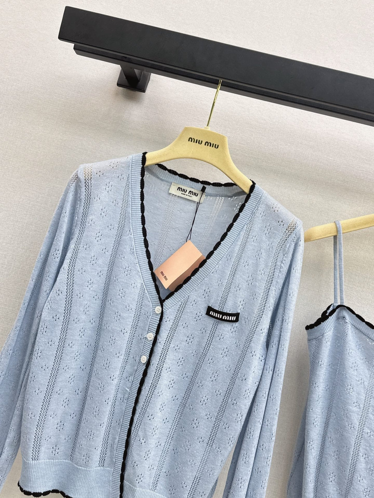 MiuMiu/26 Fall-Winter Latest V-Neck Wool Cardigan + Tiny Camisole