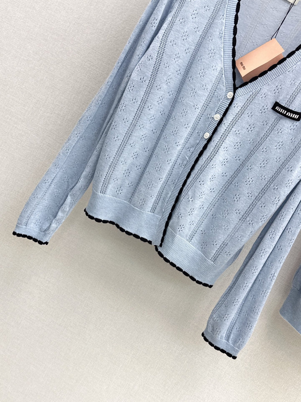 MiuMiu/26 Fall-Winter Latest V-Neck Wool Cardigan + Tiny Camisole