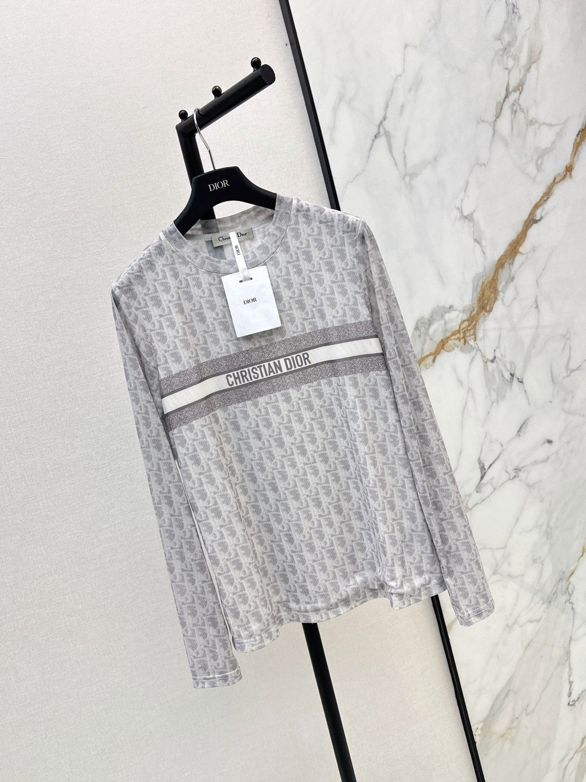 Dior/26 Fall-Winter Latest Letter Print Mesh Long-Sleeve Base Shirt