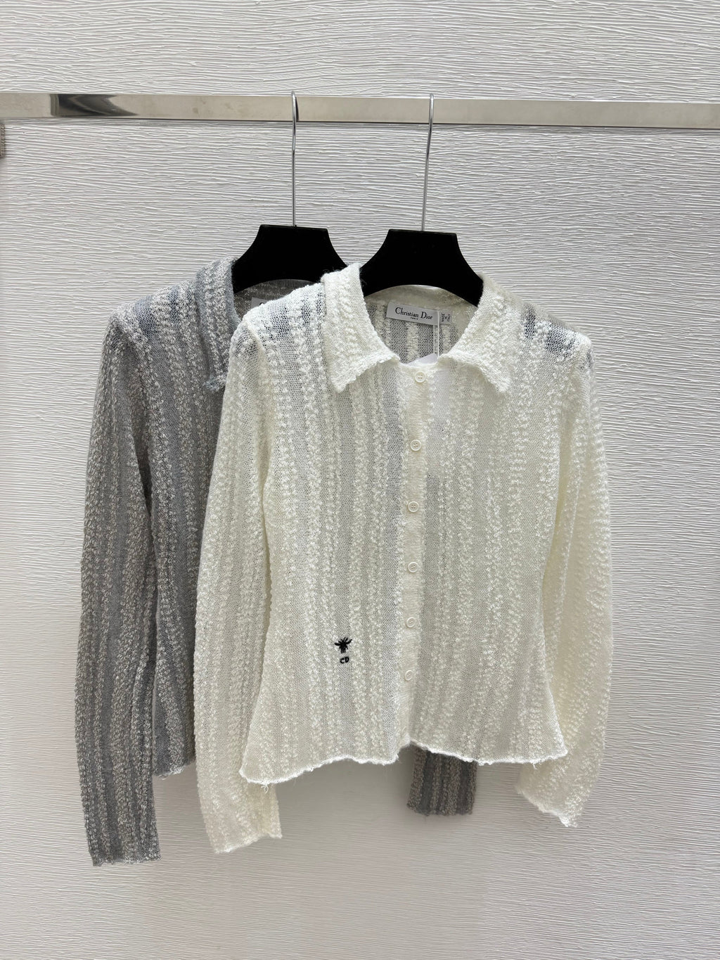 Dior/26 Early Autumn New Solid Color Simple Collared Knit Long-Sleeve Cardigan