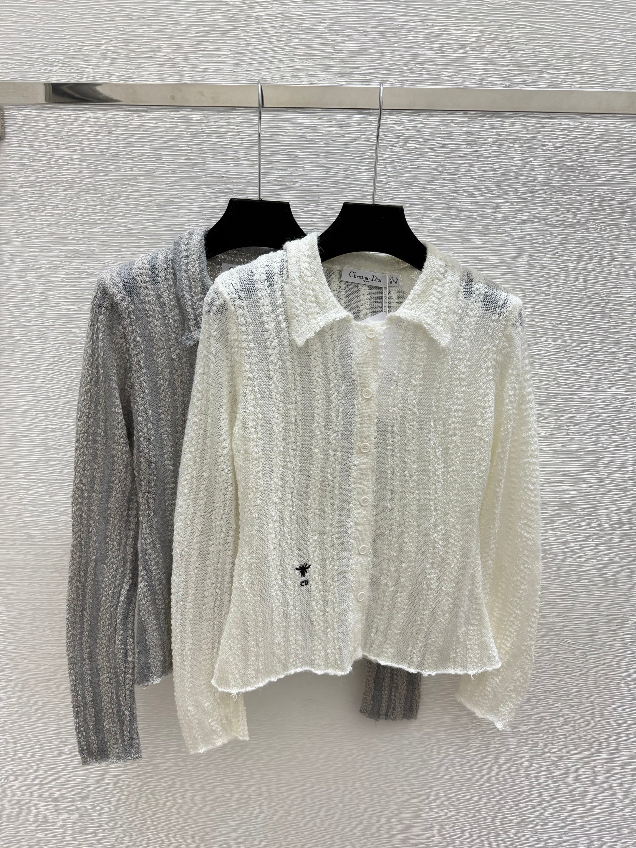 Dior/26 Early Autumn New Solid Color Simple Collared Knit Long-Sleeve Cardigan