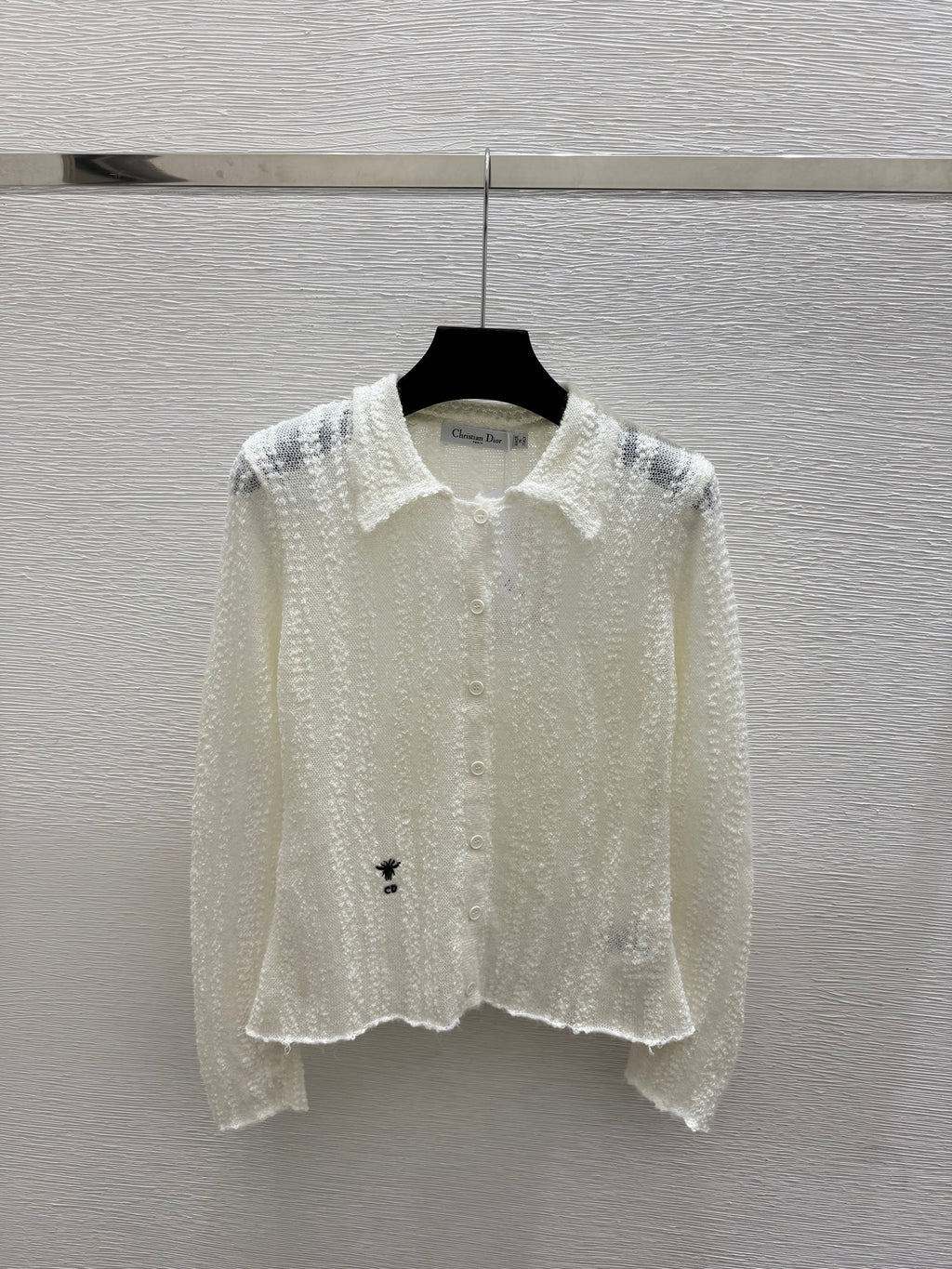 Dior/26 Early Autumn New Solid Color Simple Collared Knit Long-Sleeve Cardigan