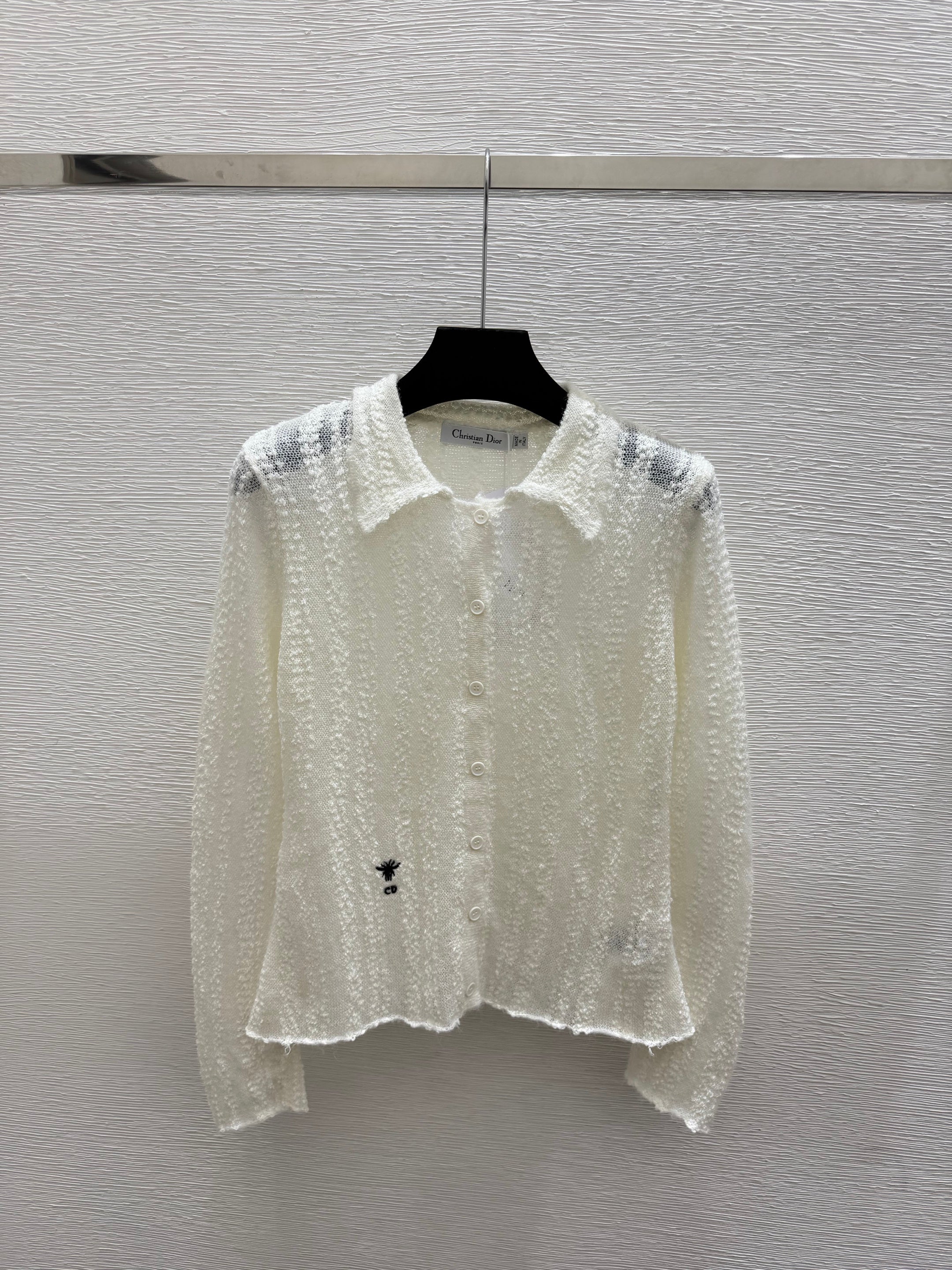 Dior/26 Early Autumn New Solid Color Simple Collared Knit Long-Sleeve Cardigan
