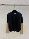 MiuMiu/26 Early Autumn New Colorblock Stripe Crew Neck Knit Long Sleeve