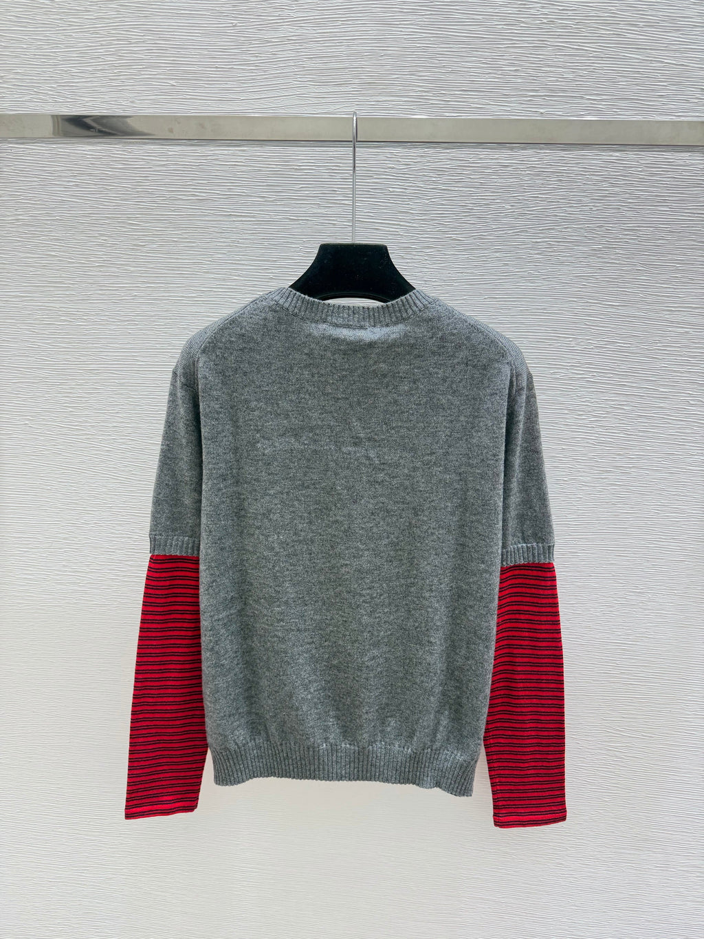 MiuMiu/26 Early Autumn New Colorblock Stripe Crew Neck Knit Long Sleeve