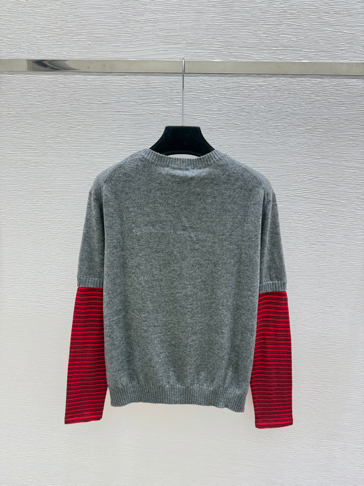 MiuMiu/26 Early Autumn New Colorblock Stripe Crew Neck Knit Long Sleeve