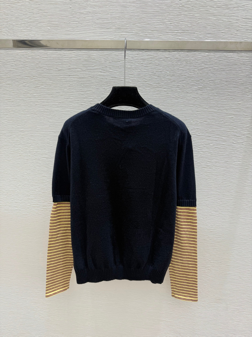 MiuMiu/26 Early Autumn New Colorblock Stripe Crew Neck Knit Long Sleeve
