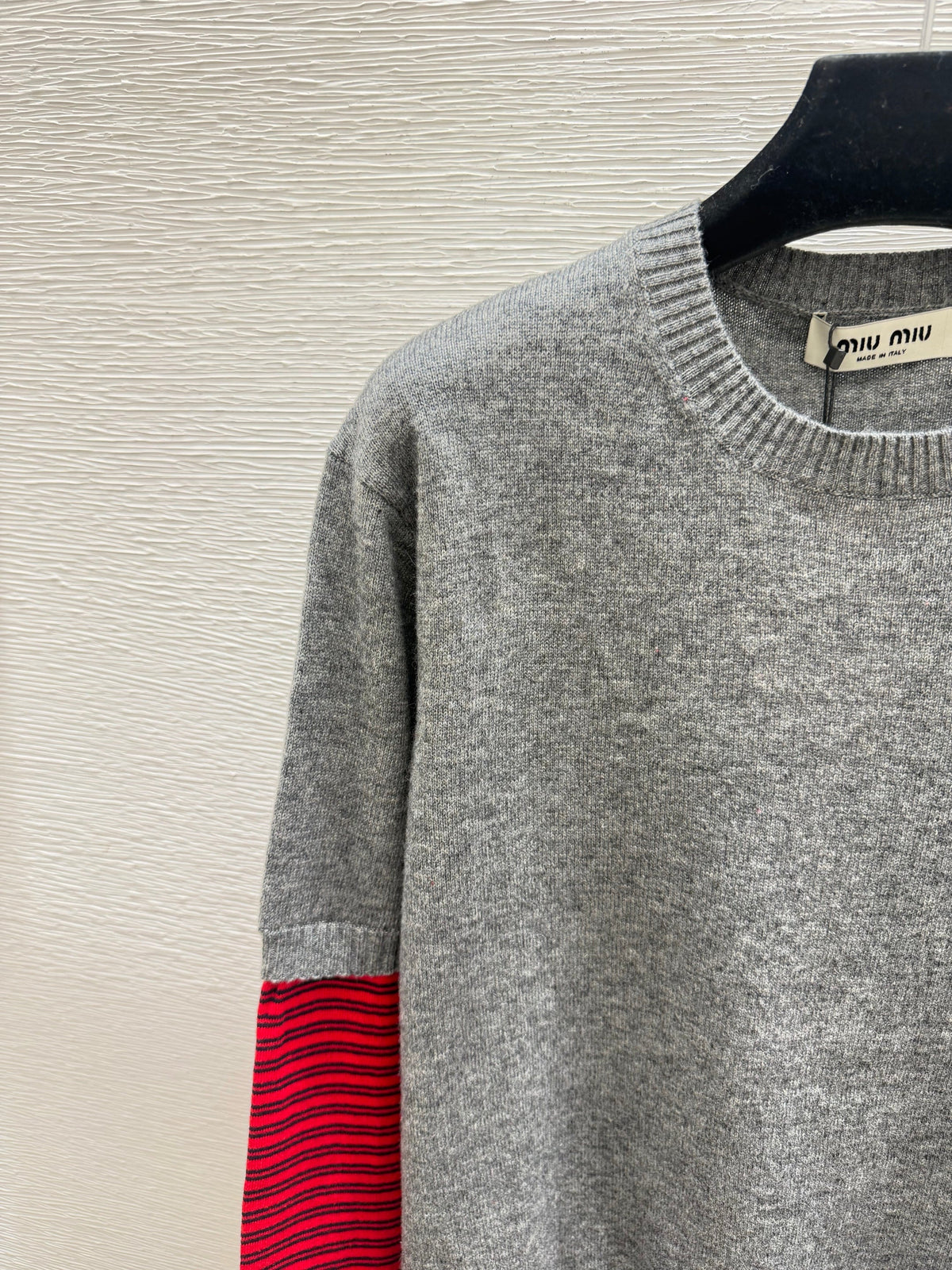 MiuMiu/26 Early Autumn New Colorblock Stripe Crew Neck Knit Long Sleeve