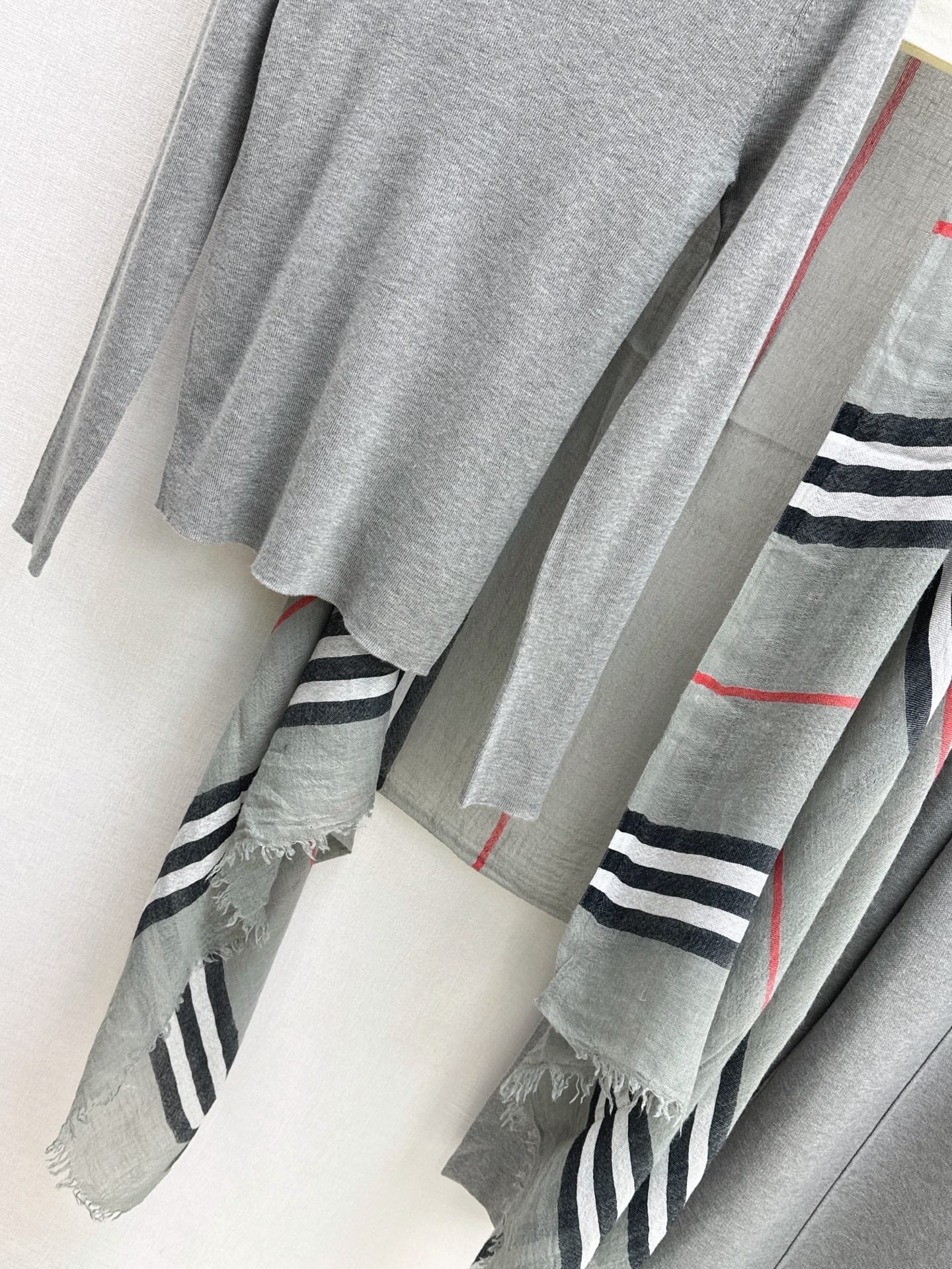 Dior/26 Early Autumn Latest Knit Set: Plaid Scarf + Turtleneck Top + Elastic Waist Straight Pants