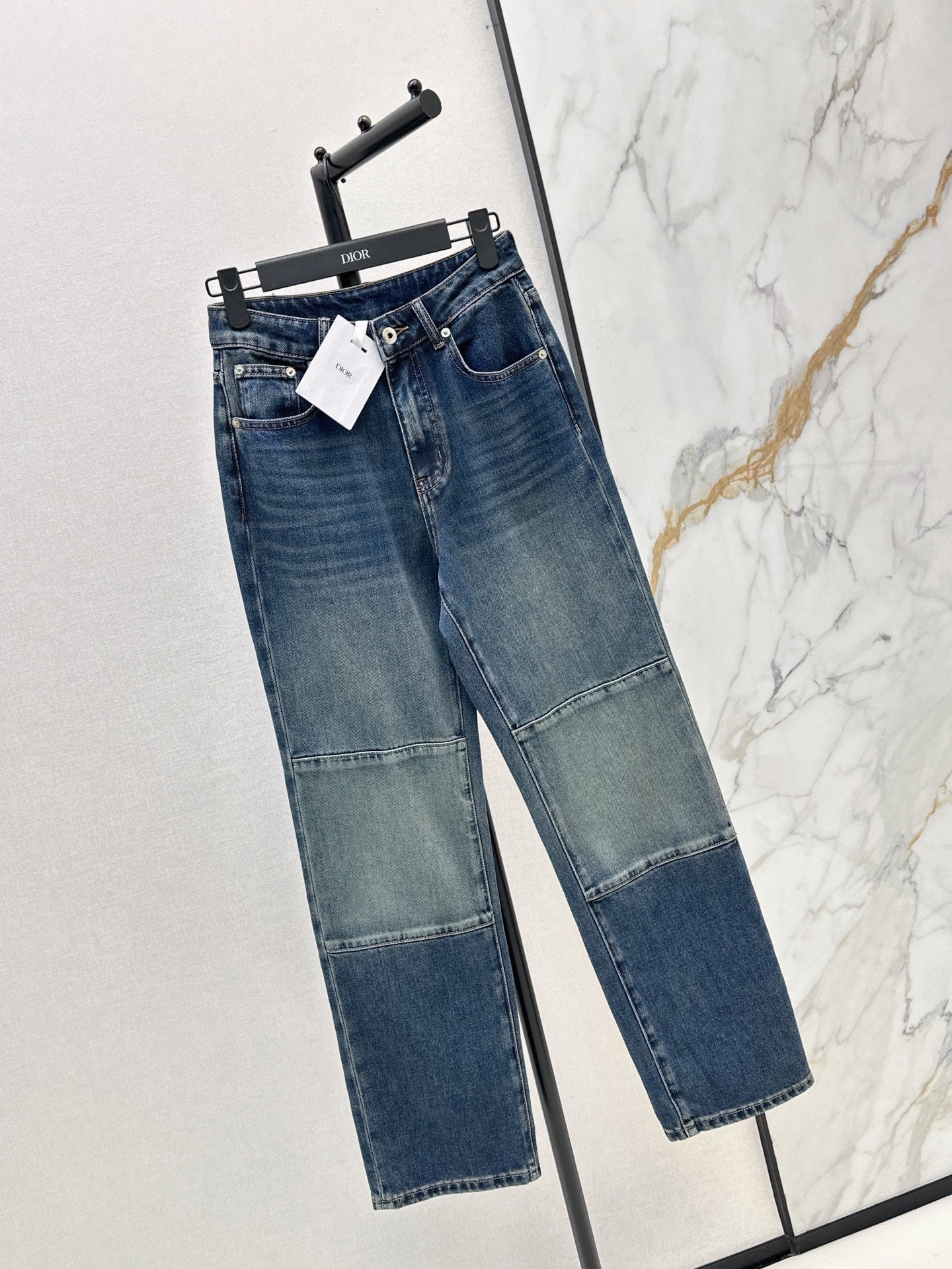 Dior / 26 Fall-Winter Latest Patchwork Design Vintage Washed Denim Jeans
