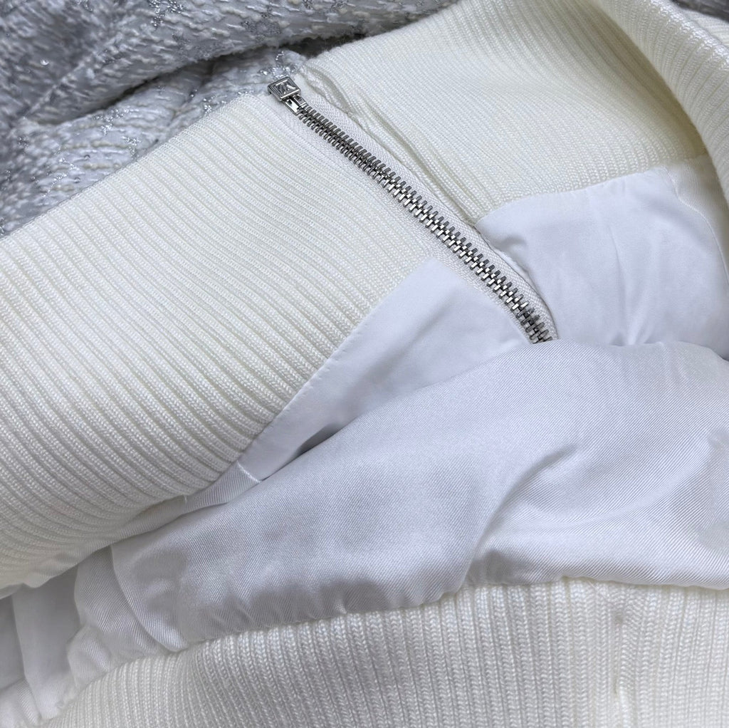 Louis Vuitton/26 Early Autumn Collection Light Gray Tweed Hoodie Zip Jacket