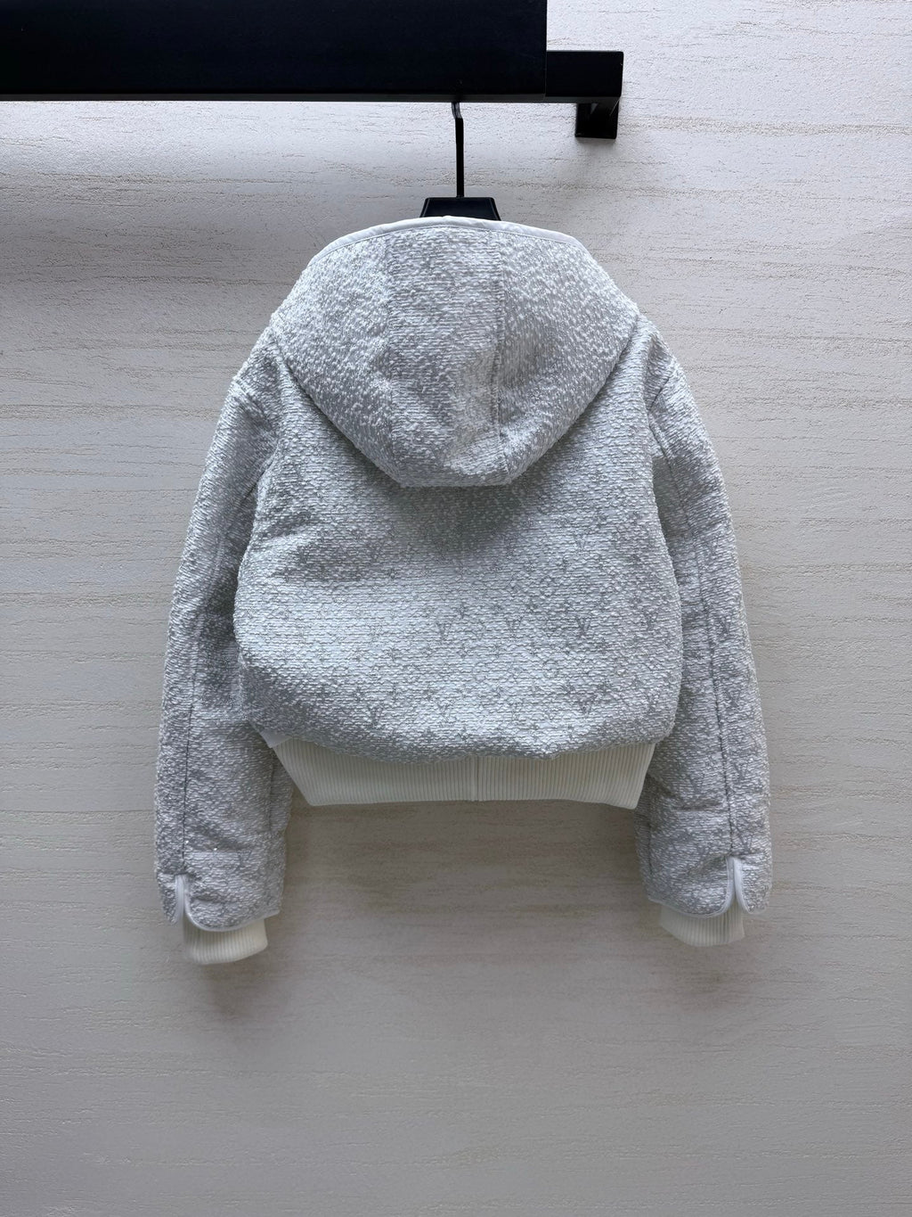 Louis Vuitton/26 Early Autumn Collection Light Gray Tweed Hoodie Zip Jacket