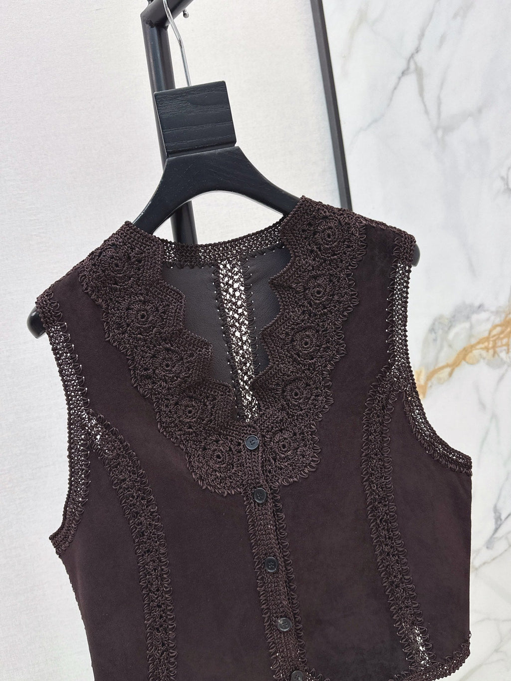 26 Fall/Winter New Hollow Patchwork Suede Sheepskin Vest