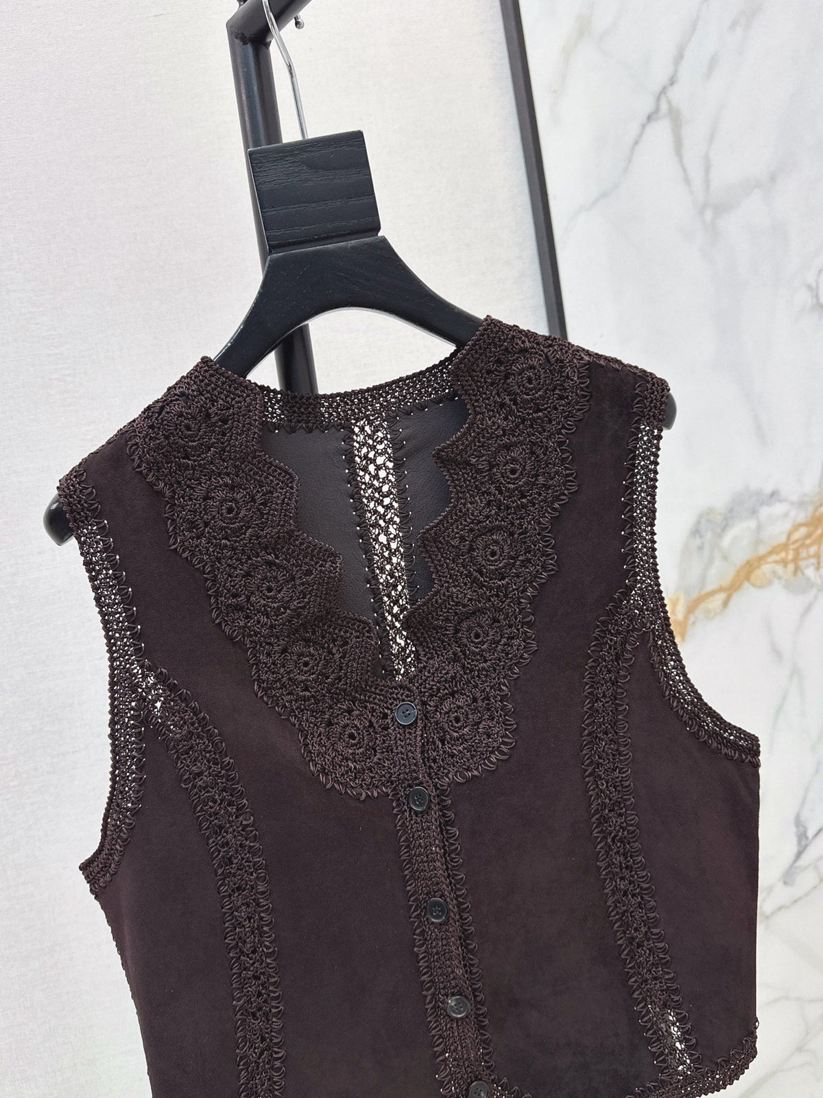 26 Fall/Winter New Hollow Patchwork Suede Sheepskin Vest