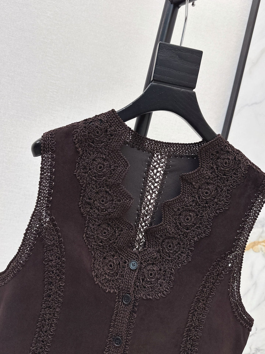 26 Fall/Winter New Hollow Patchwork Suede Sheepskin Vest