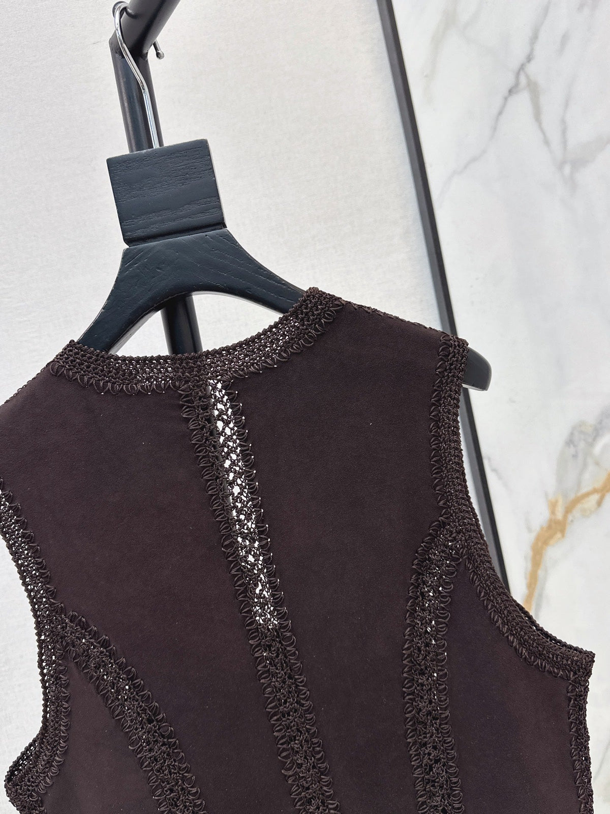 26 Fall/Winter New Hollow Patchwork Suede Sheepskin Vest