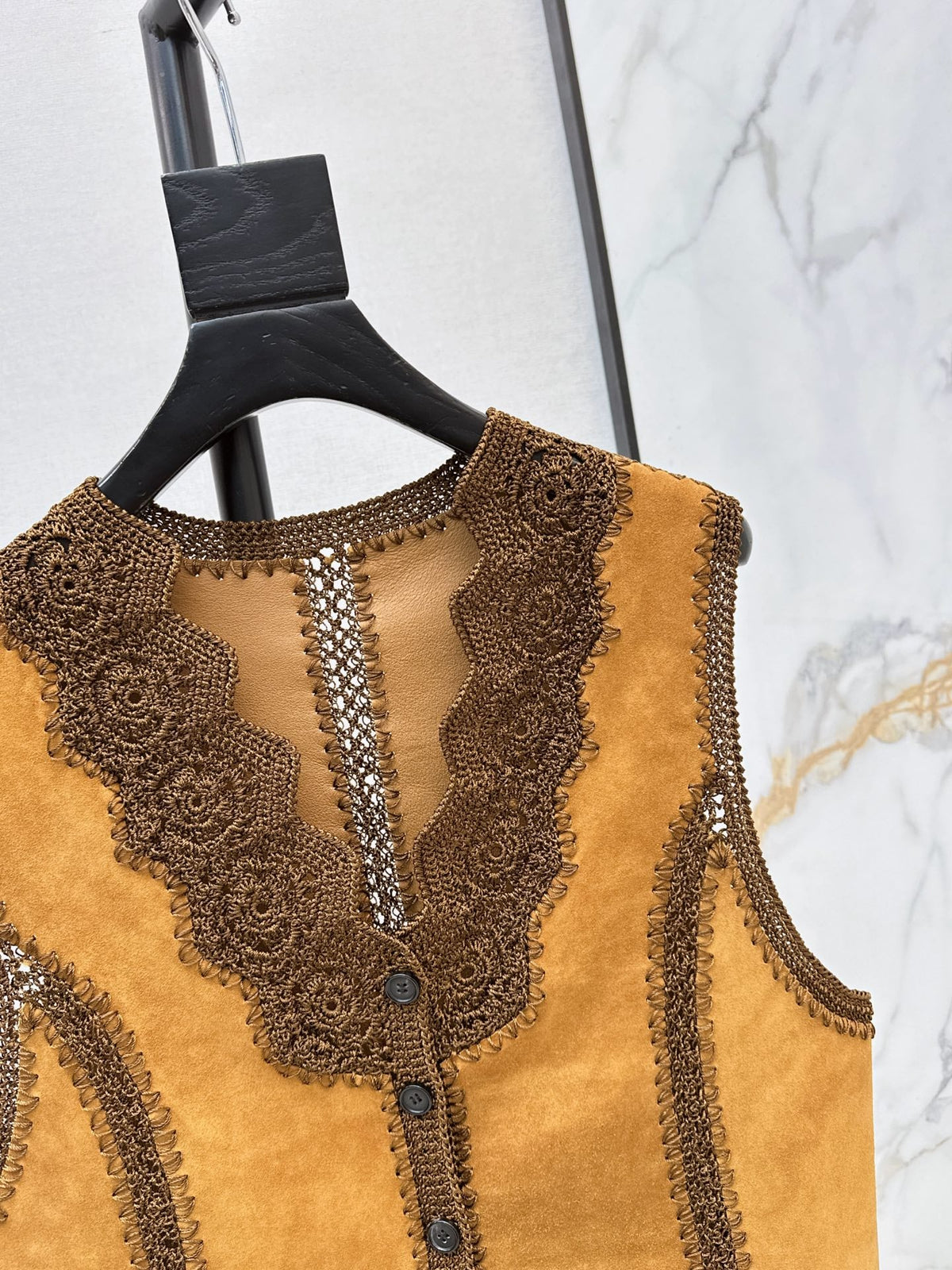 26 Fall/Winter New Hollow Patchwork Suede Sheepskin Vest
