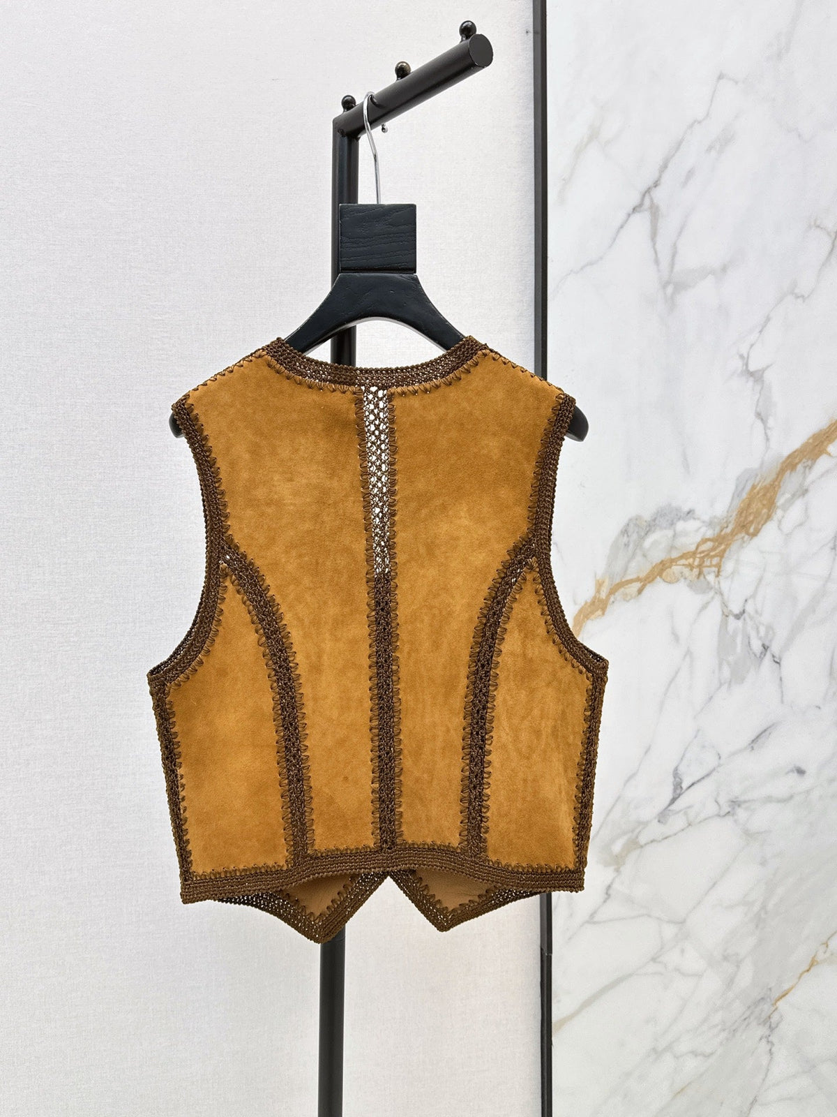 26 Fall/Winter New Hollow Patchwork Suede Sheepskin Vest