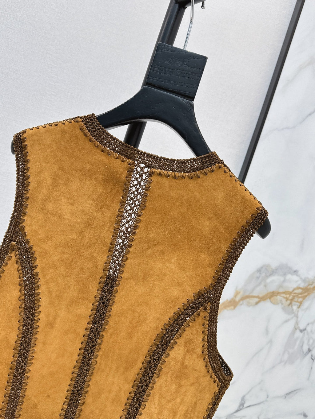 26 Fall/Winter New Hollow Patchwork Suede Sheepskin Vest