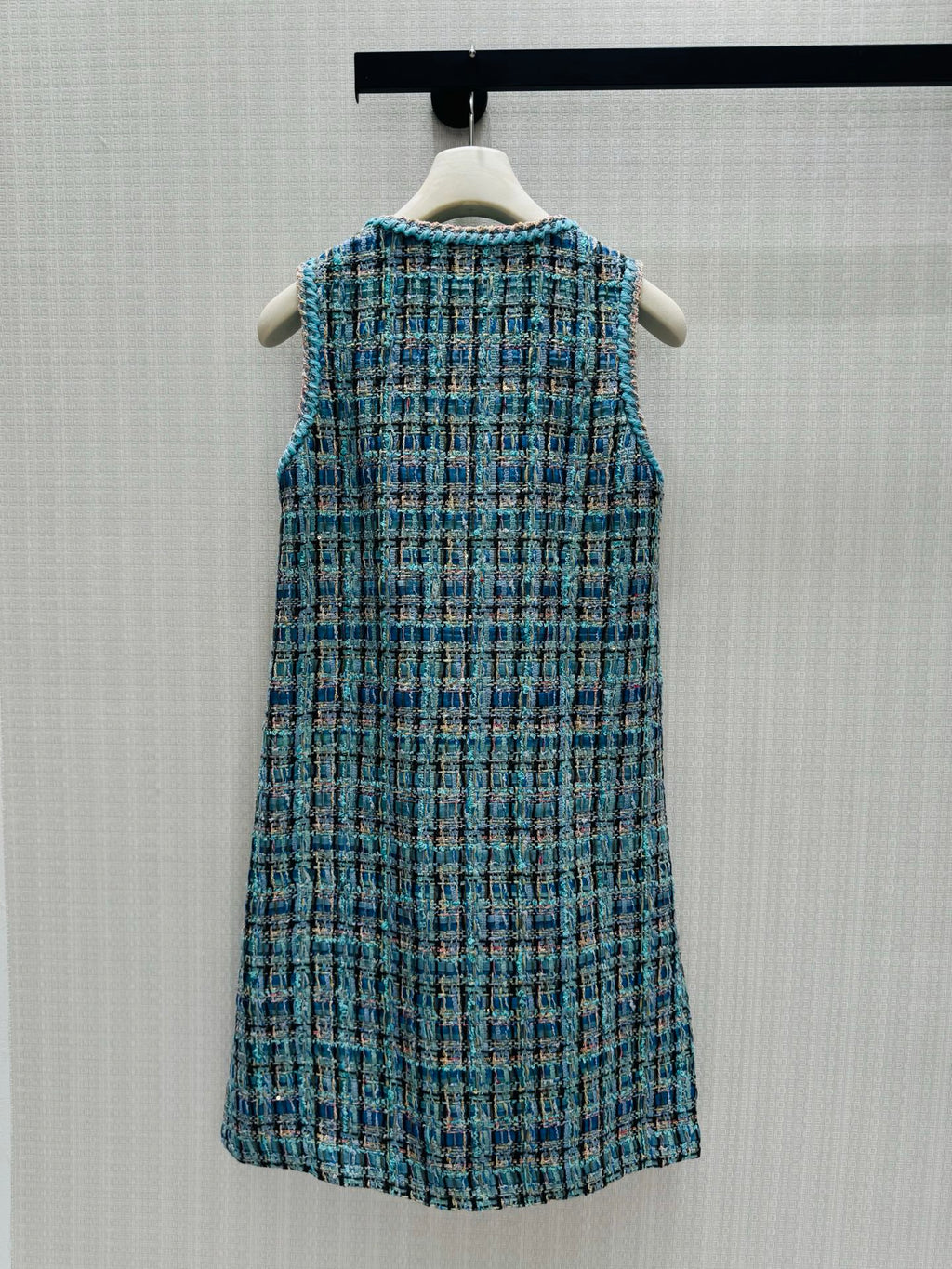 26 Fall/Winter Fresh Blue Tweed Vest Dress