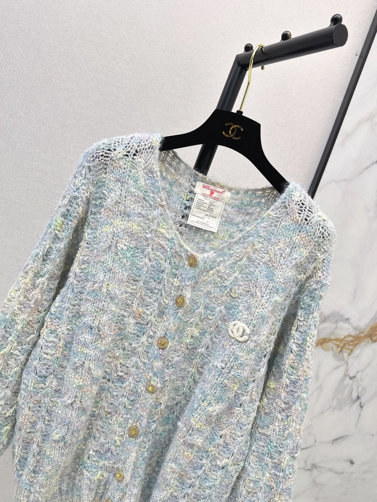 26 Fall/Winter Latest Floral Yarn Blend Chunky Knit Cardigan