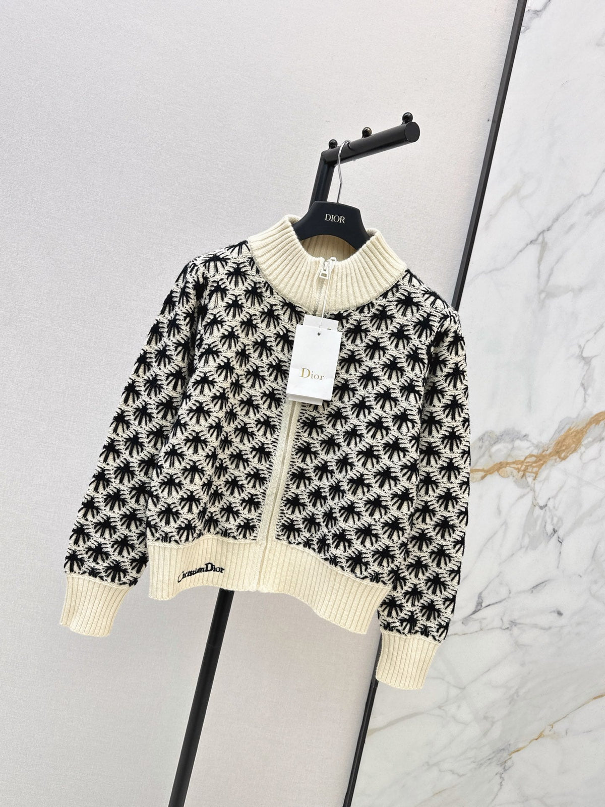 26 Fall/Winter Latest Zipper Stand Collar Loose Lazy Style Knit Cardigan