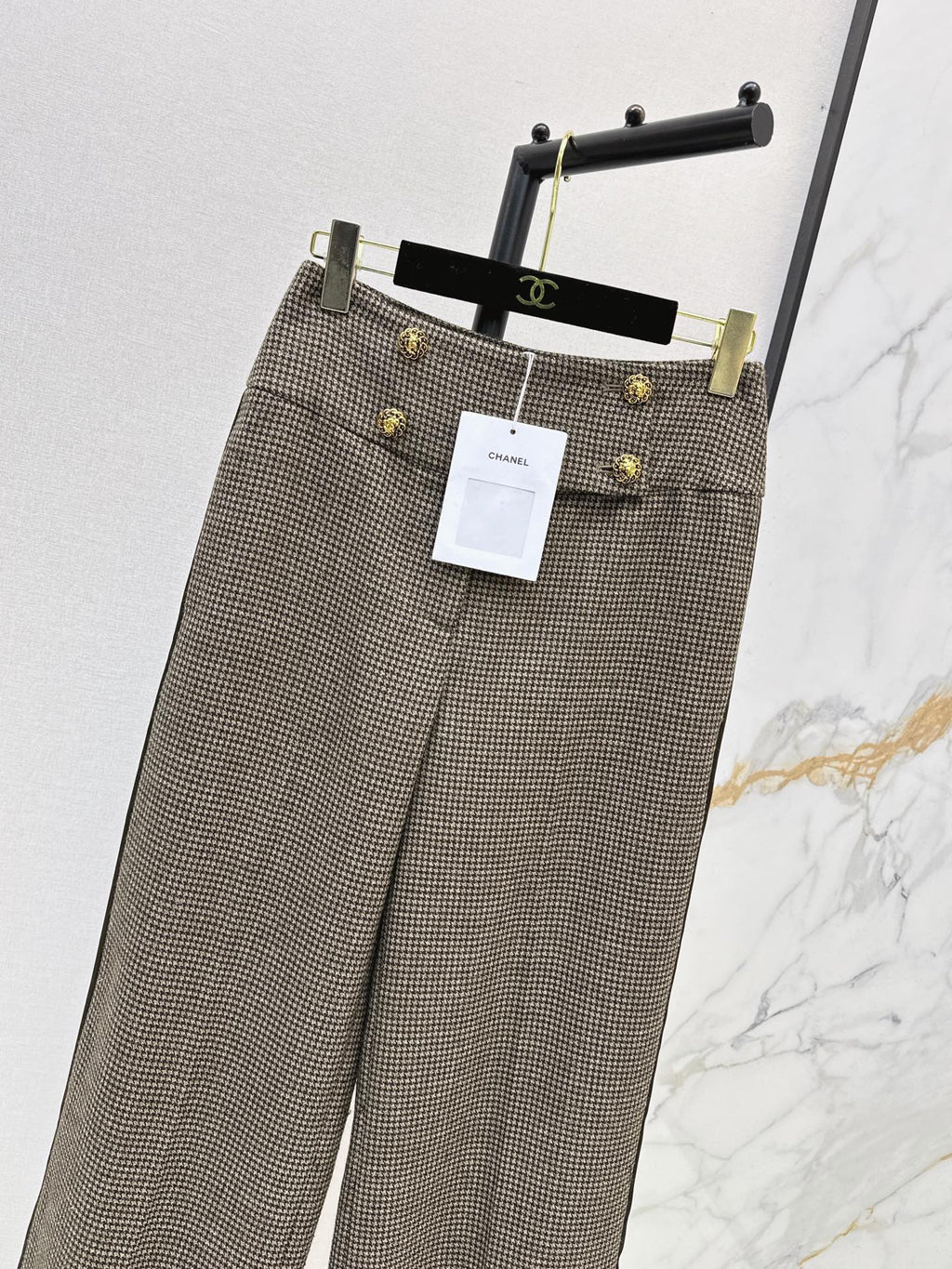 26New Early Autumn Vintage Houndstooth Straight-Leg Trousers