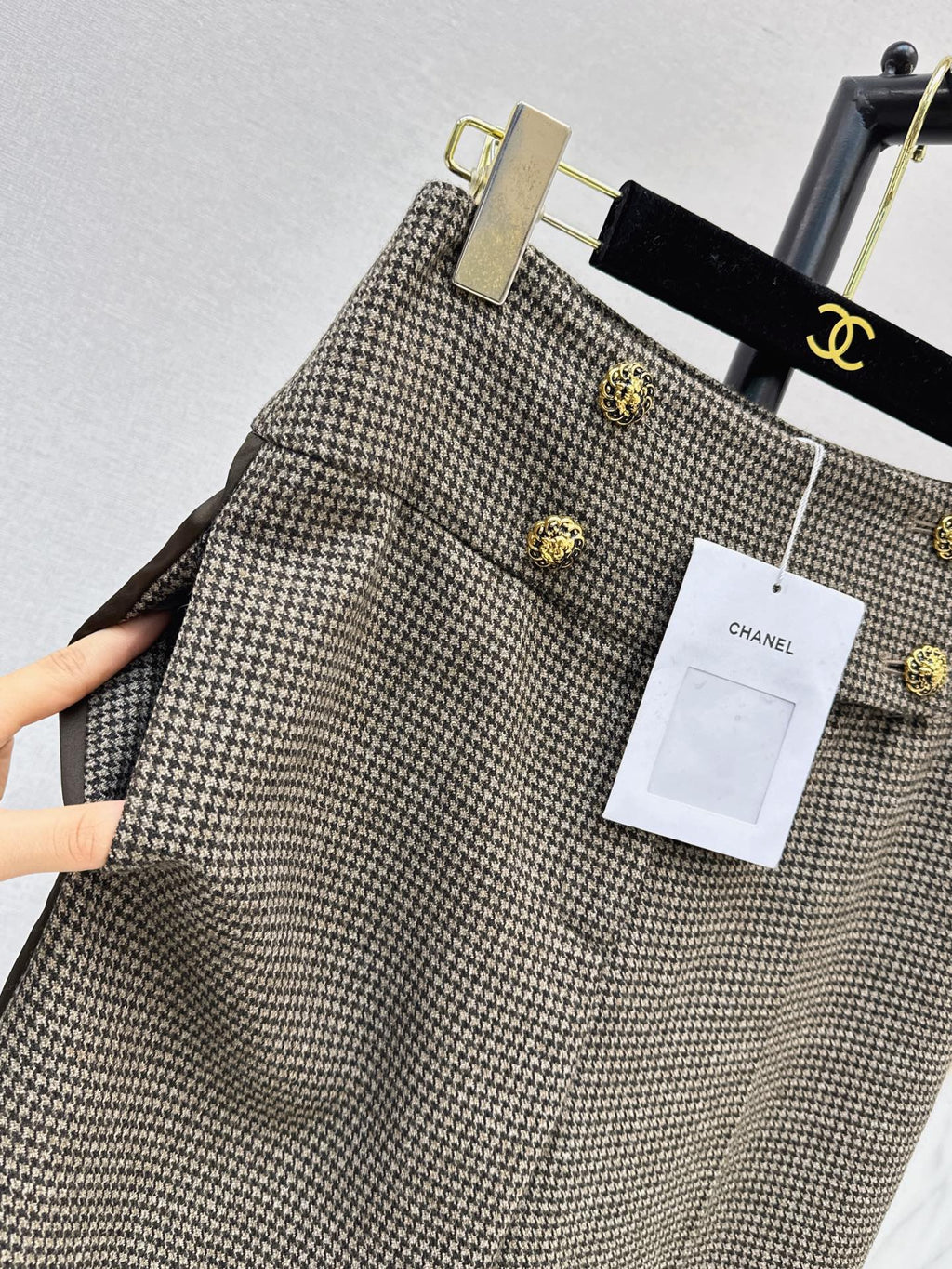 26New Early Autumn Vintage Houndstooth Straight-Leg Trousers