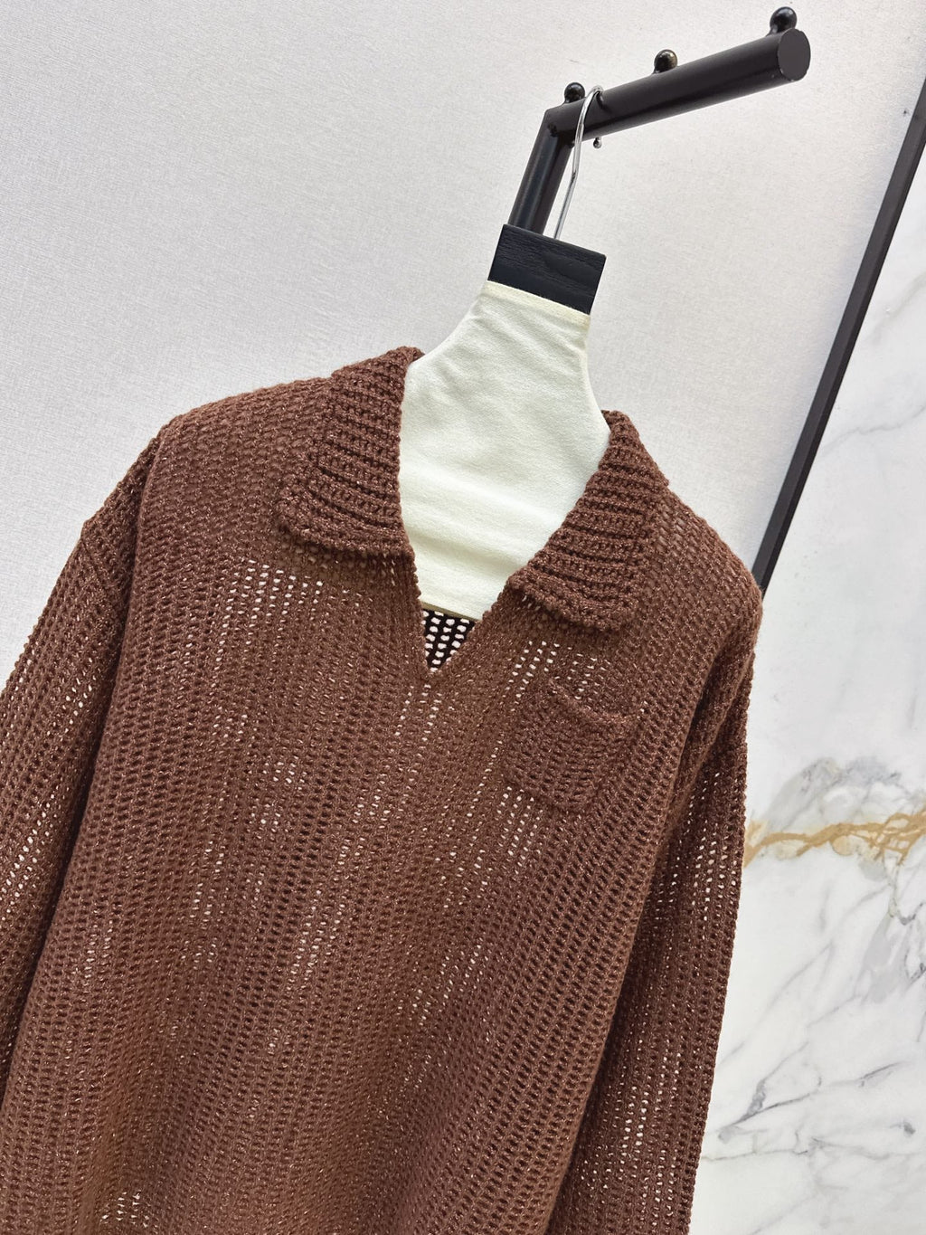 26Latest Autumn/Winter Open-Knit Collared Sweater