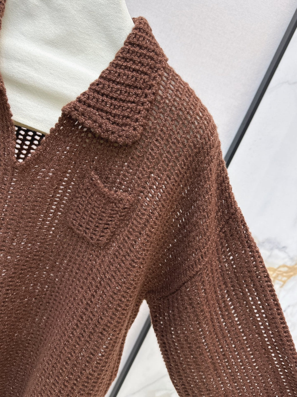 26Latest Autumn/Winter Open-Knit Collared Sweater