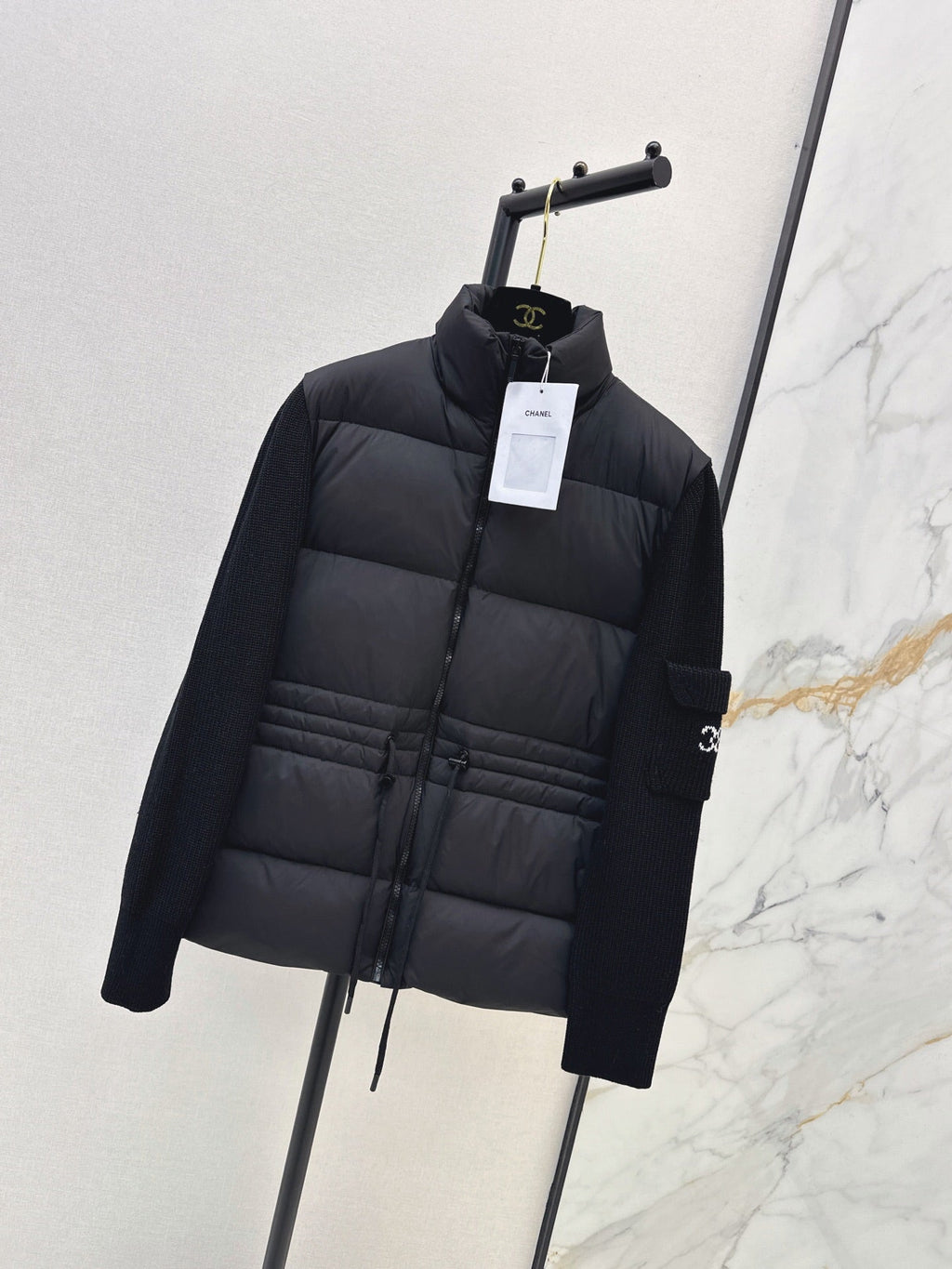26 Fall/Winter Latest Wool Sleeve Patch Drawstring Down Jacket