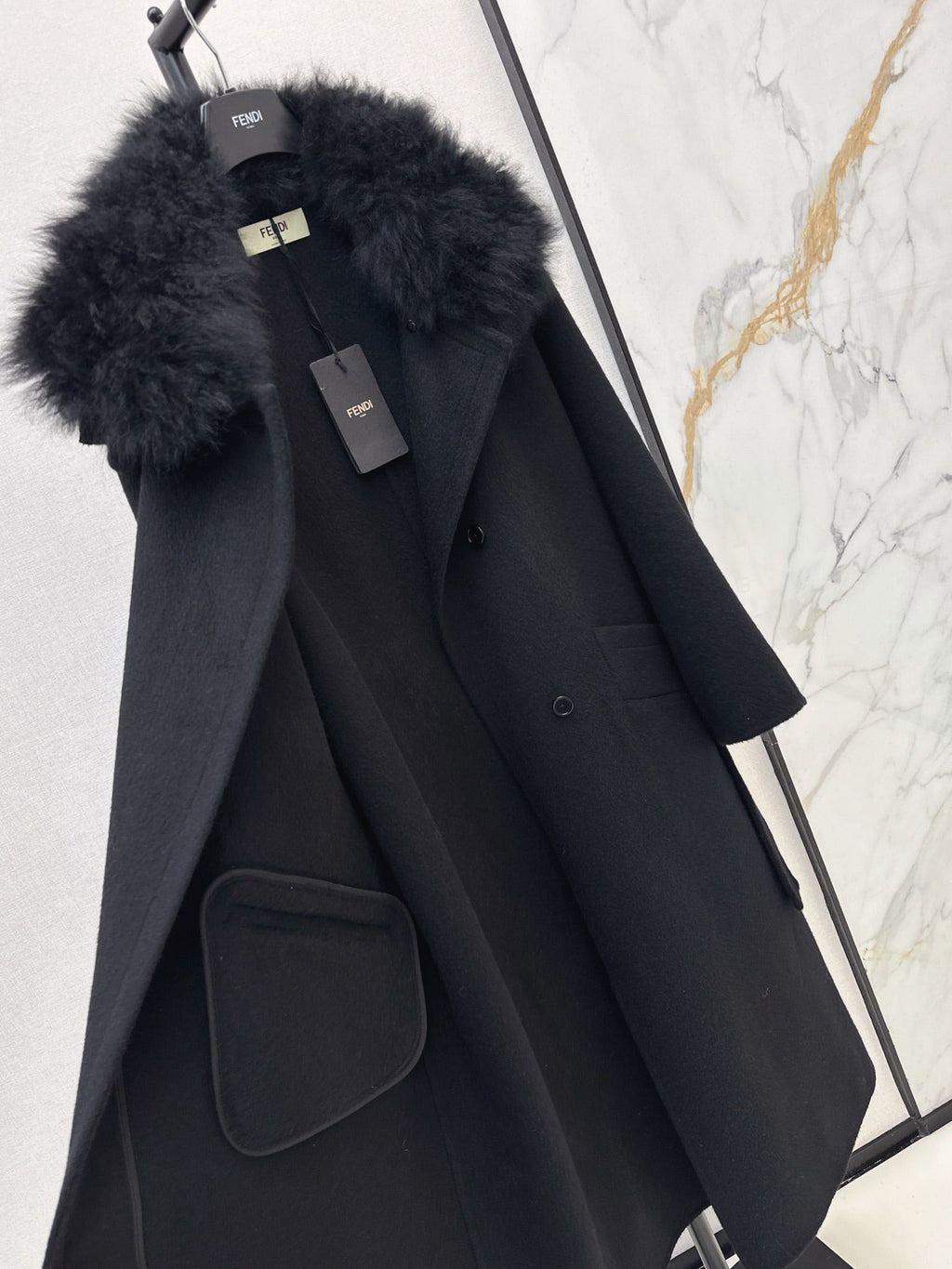 26 Fall/Winter New Fox Fur Collar Double-Faced Wool Long Coat