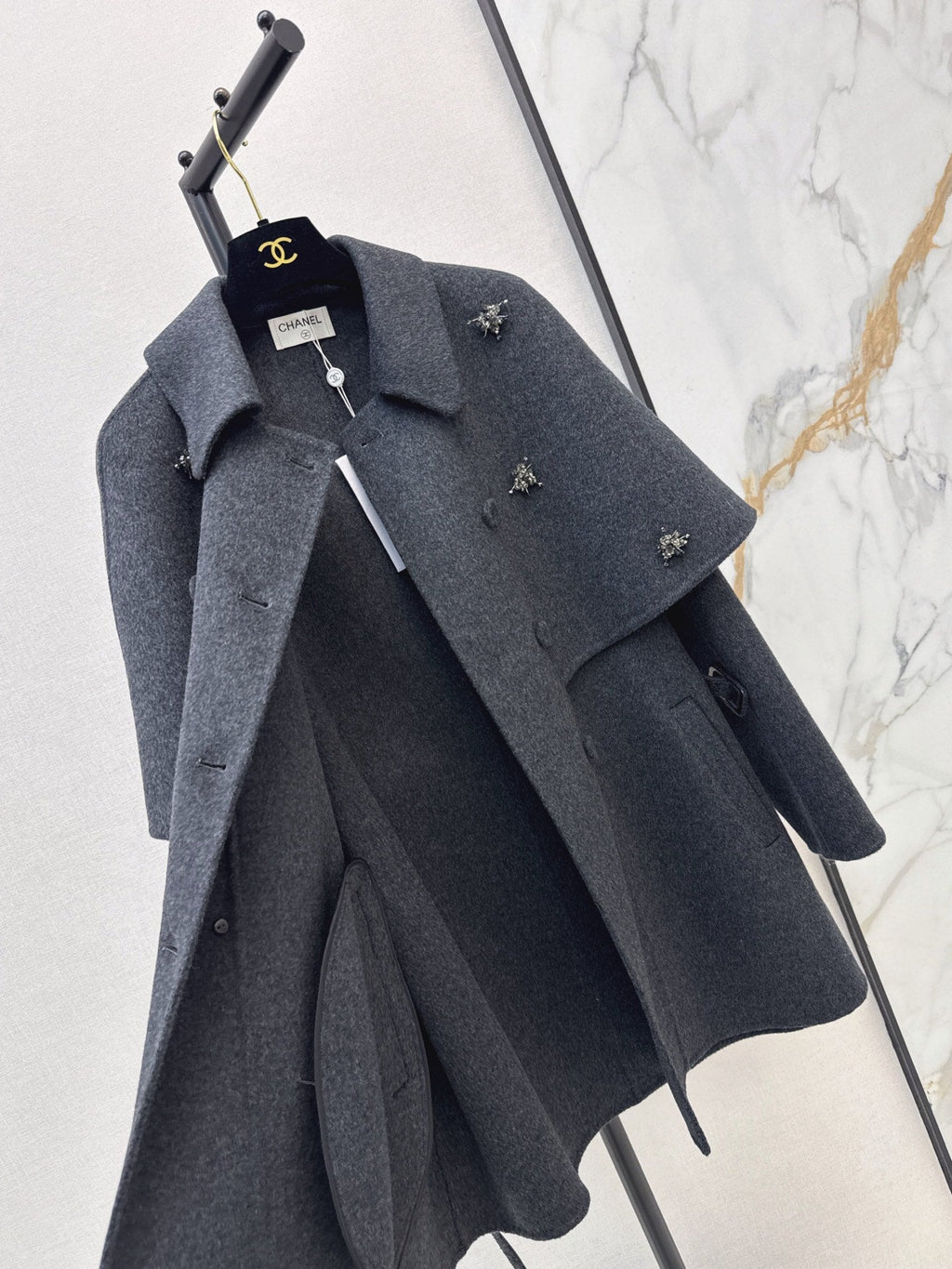 26 Fall/Winter New Double-Layer Faux Two-Piece Cape Double-Sided Wool Coat