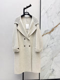 26 Fall/Winter New Knit Patchwork Mid-Length Hooded Wool Double-Faced Coat