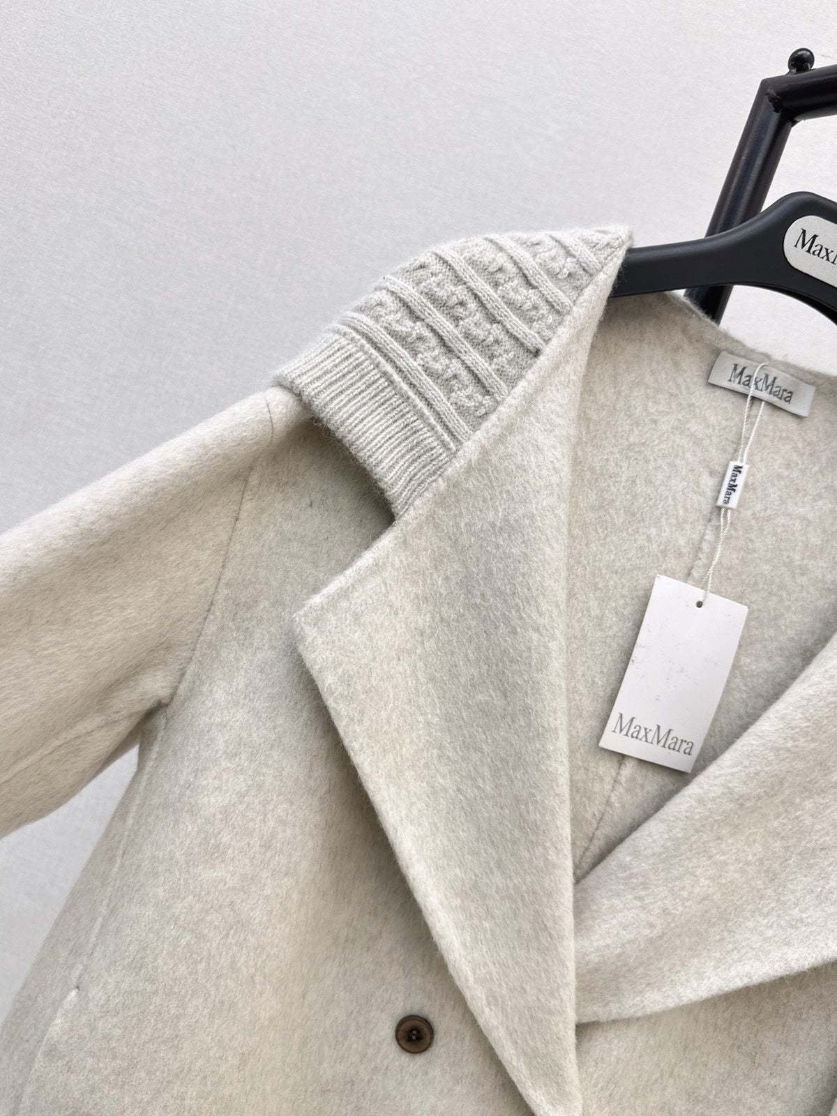 26 Fall/Winter New Knit Patchwork Mid-Length Hooded Wool Double-Faced Coat
