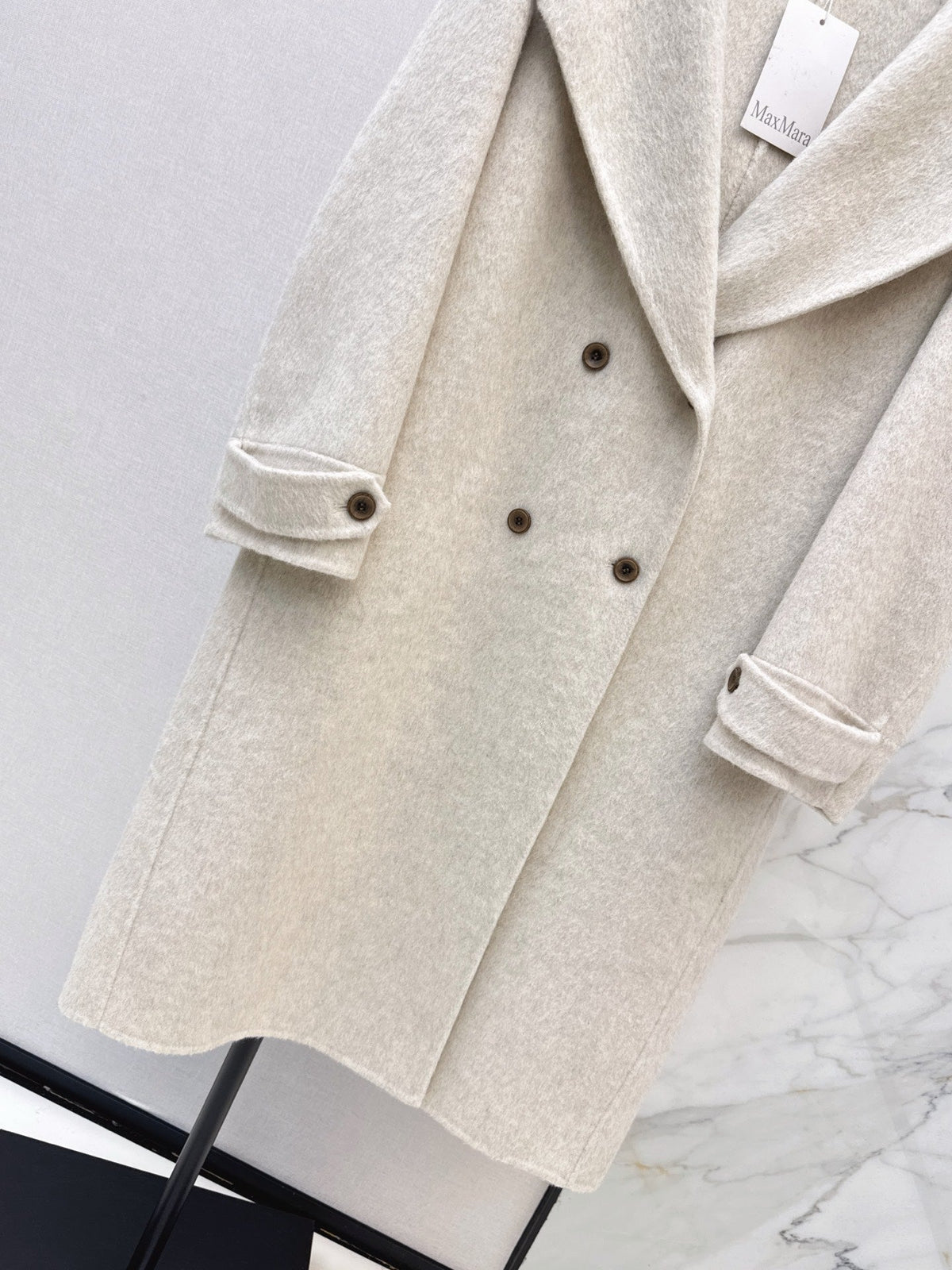 26 Fall/Winter New Knit Patchwork Mid-Length Hooded Wool Double-Faced Coat