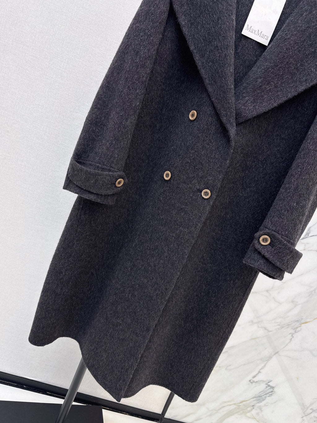 26 Fall/Winter New Knit Patchwork Mid-Length Hooded Wool Double-Faced Coat
