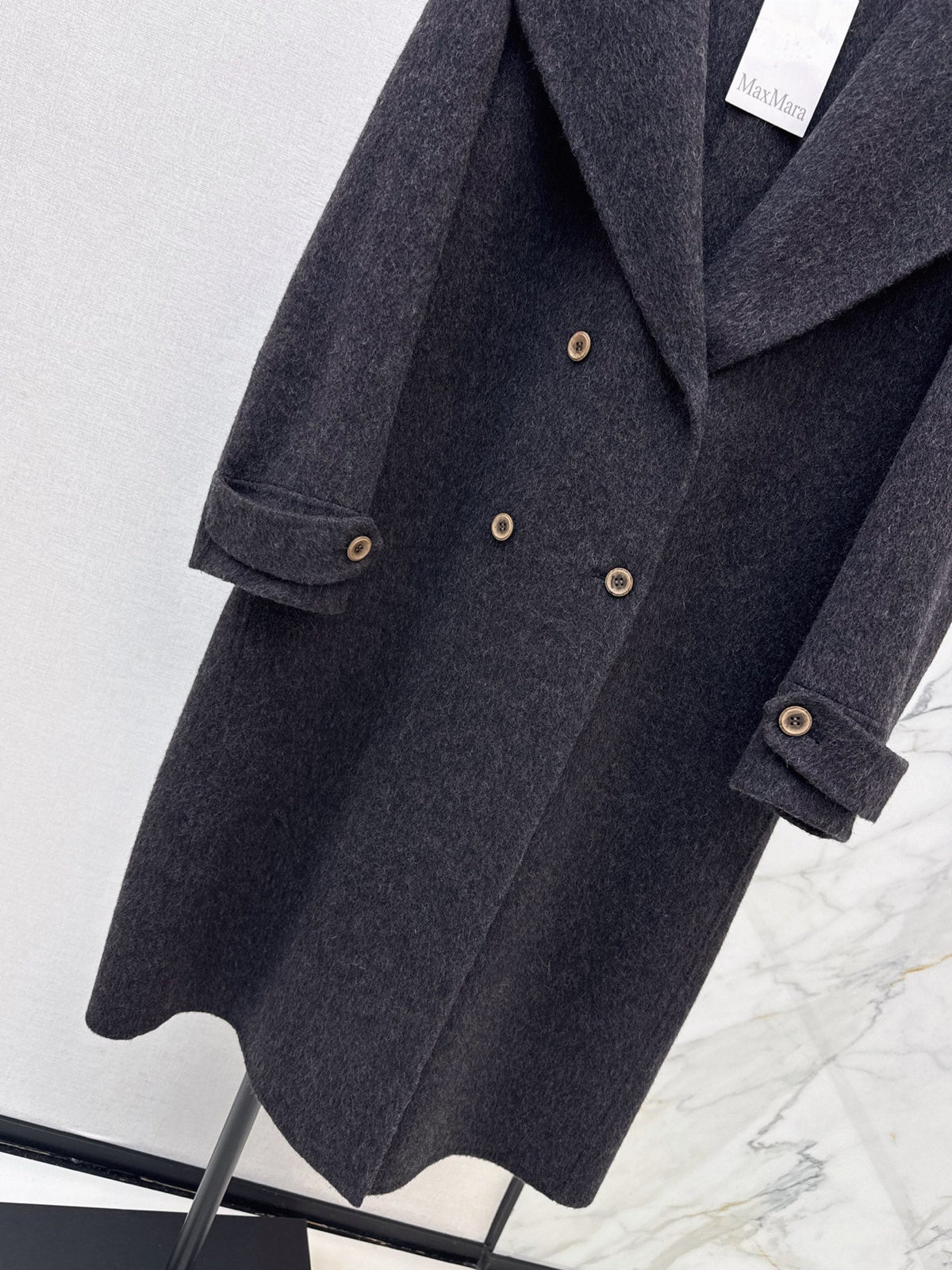 26 Fall/Winter New Knit Patchwork Mid-Length Hooded Wool Double-Faced Coat