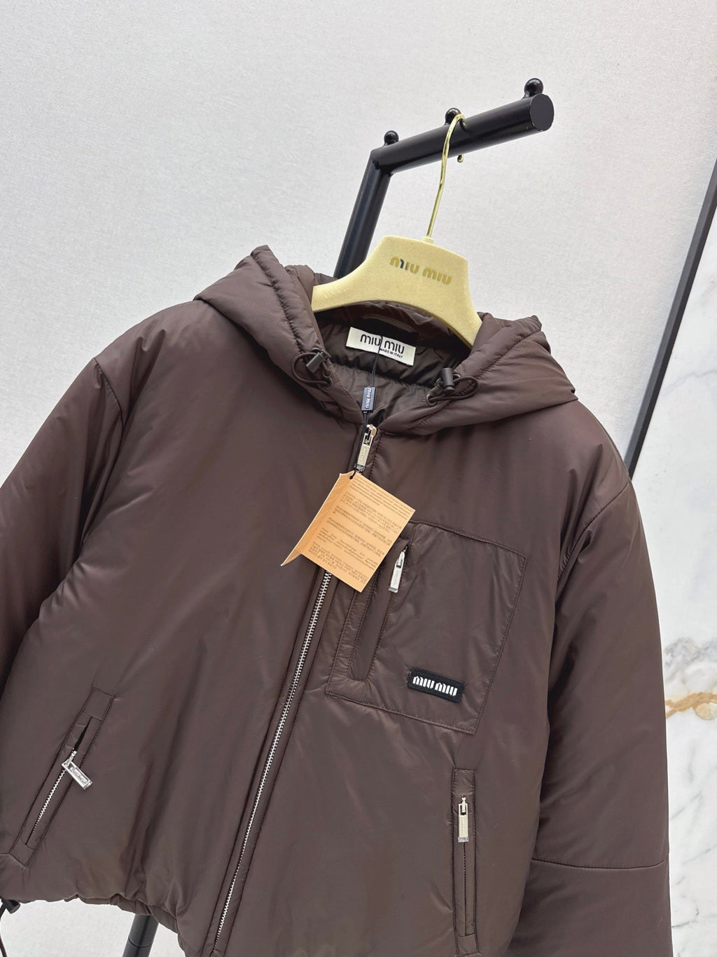26 Fall/Winter New Hoodie with Logo Letter Metal Zipper Down Jacket