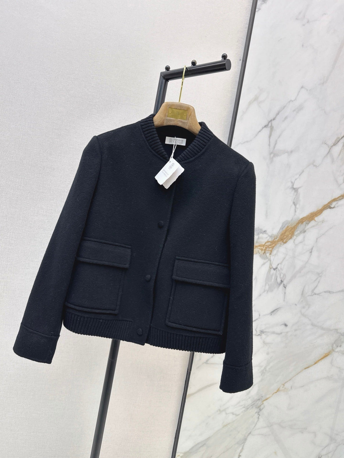26Latest Autumn/Winter Minimalist Double-Faced Wool-Blend Jacket with Baseball Collar