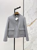 26Latest Autumn/Winter Minimalist Double-Faced Wool-Blend Jacket with Baseball Collar