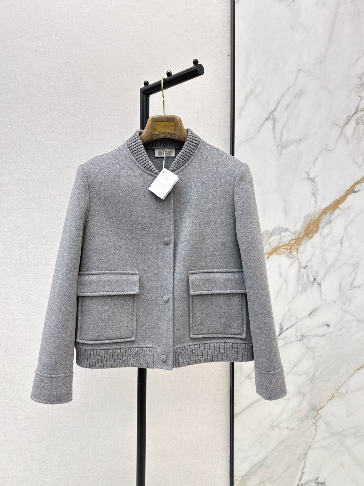 26Latest Autumn/Winter Minimalist Double-Faced Wool-Blend Jacket with Baseball Collar