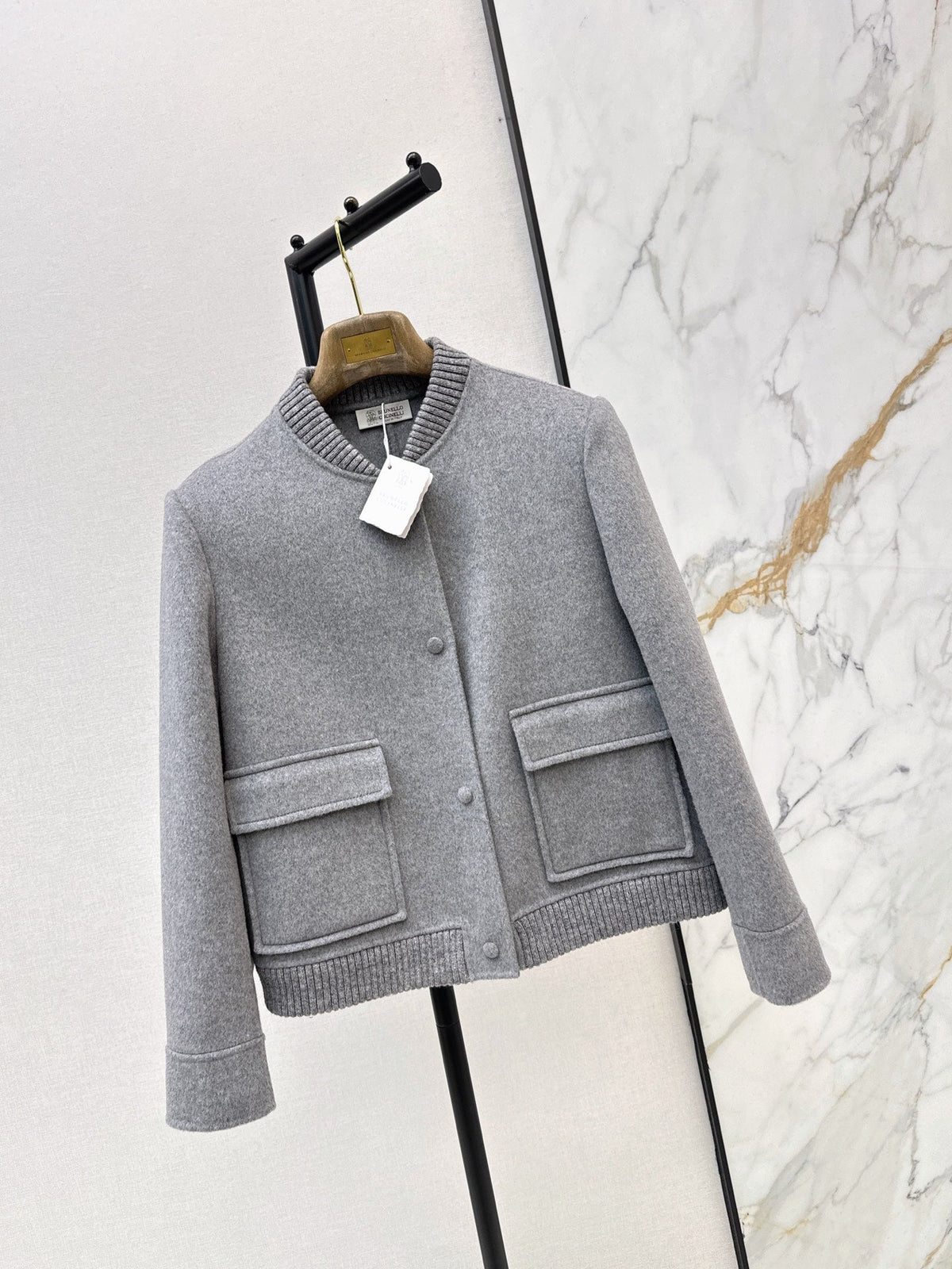26Latest Autumn/Winter Minimalist Double-Faced Wool-Blend Jacket with Baseball Collar