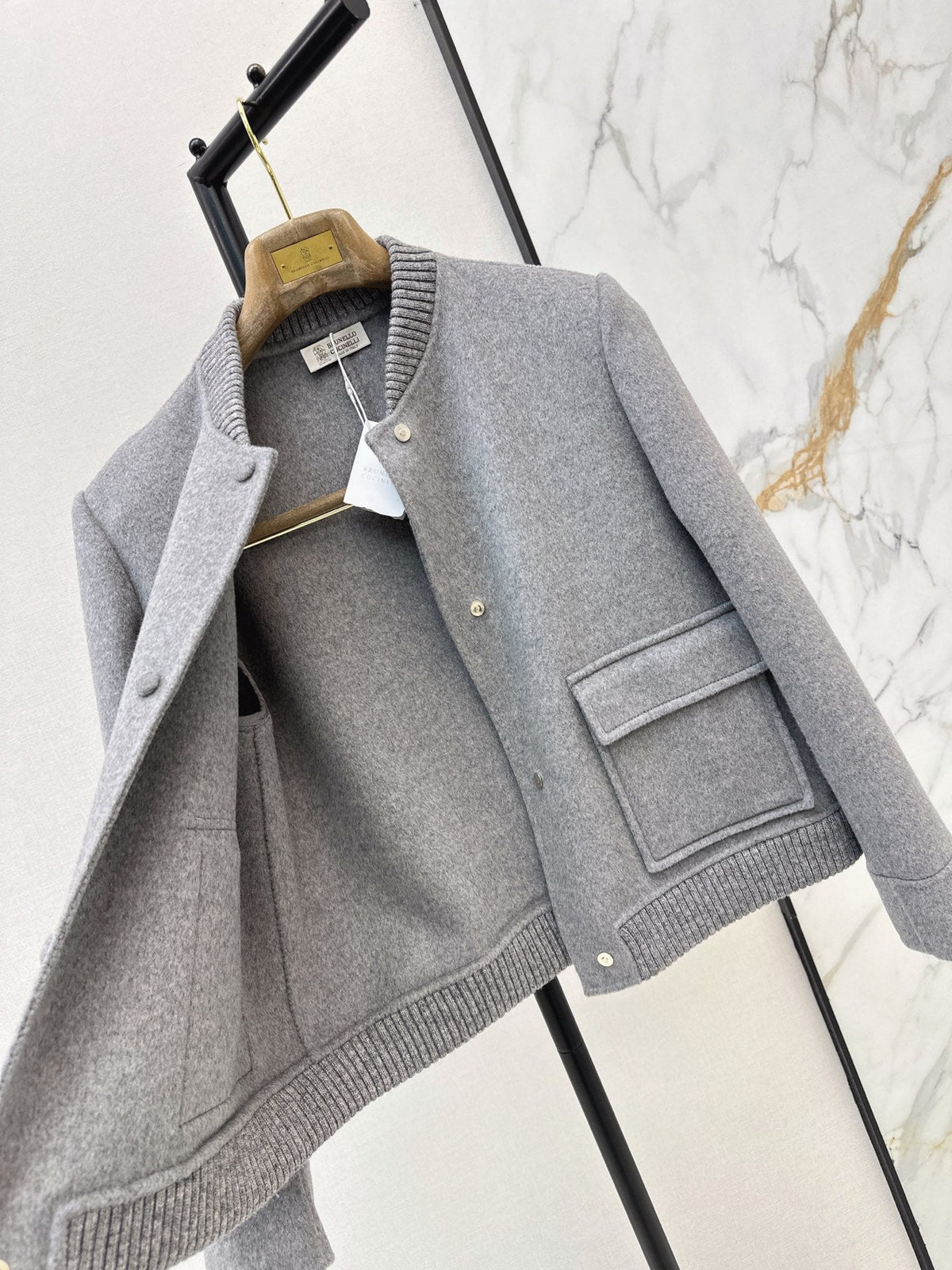26Latest Autumn/Winter Minimalist Double-Faced Wool-Blend Jacket with Baseball Collar