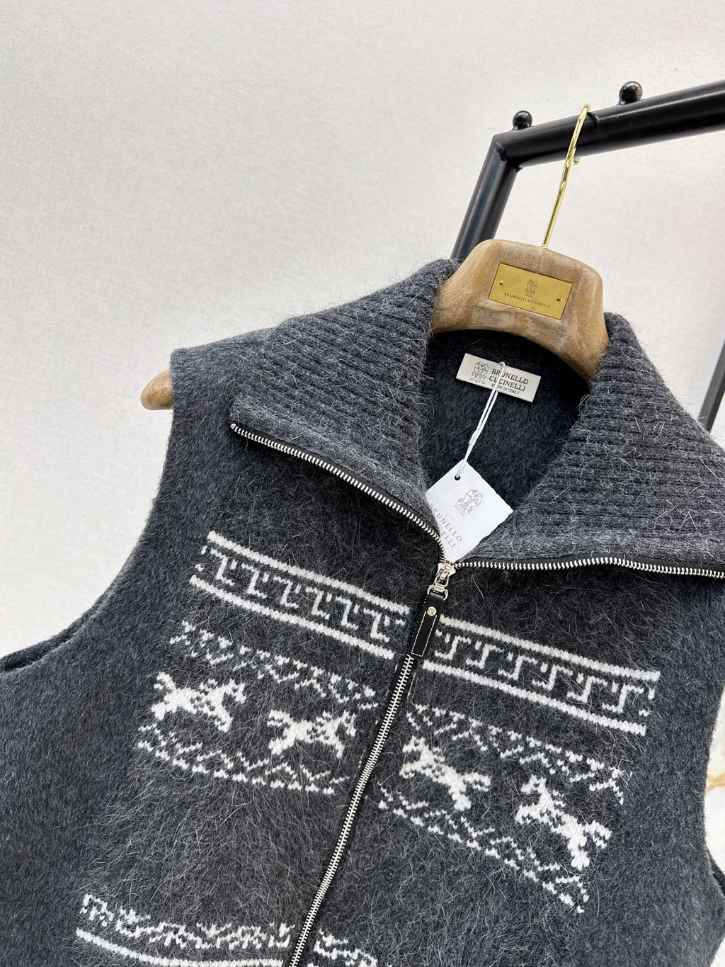 26A must-have Fair Isle style double-faced wool-blend coat with a lapel collar—the latest arrival for the autumn/winter season.