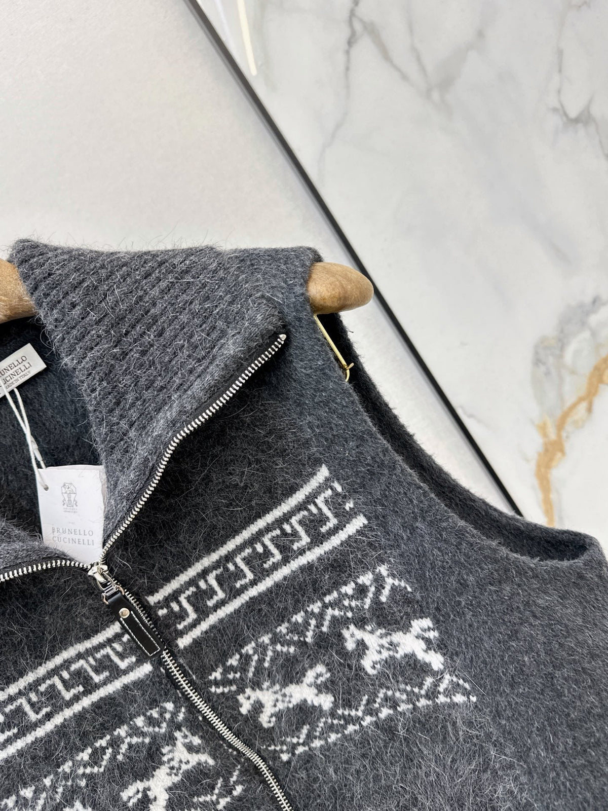26A must-have Fair Isle style double-faced wool-blend coat with a lapel collar—the latest arrival for the autumn/winter season.