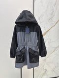 26Latest Autumn/Winter Color-Block Hooded Drawstring Dress